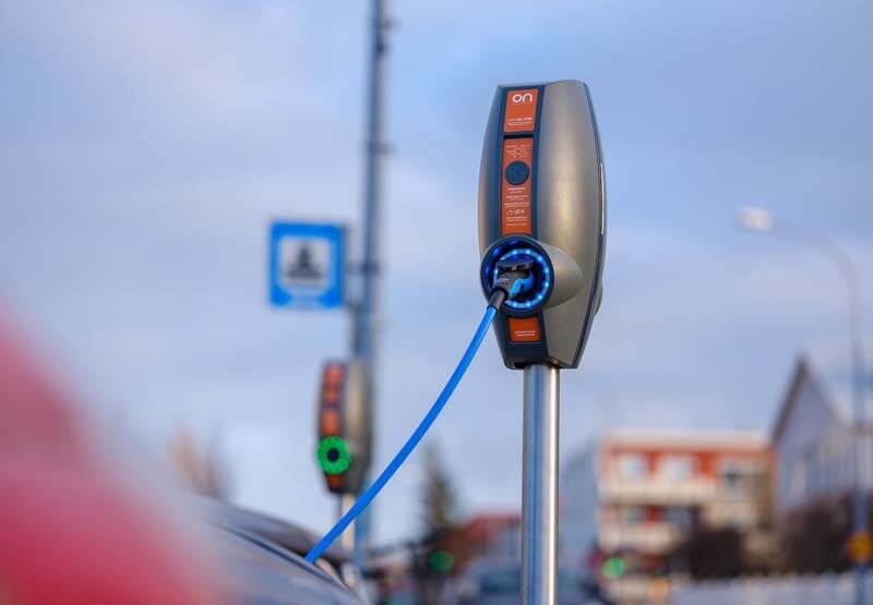 Close up of EVBox BusinessLine charging station