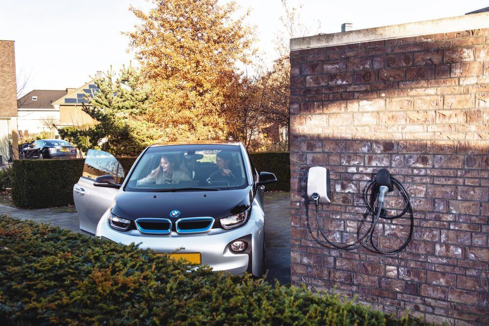 EV home charger installed on a wall