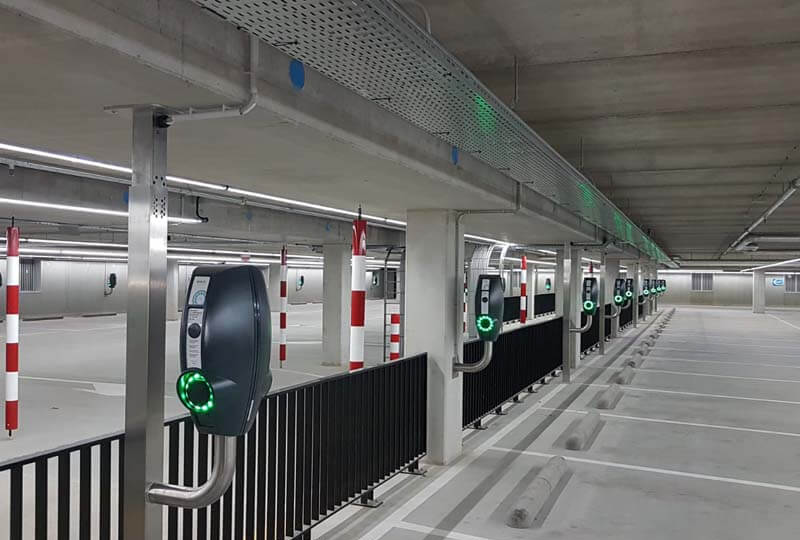 EVBox BusinessLine charging stations in Unilever's underground carpark