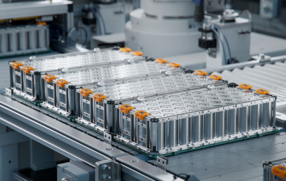 Electric batteries are being produced in the factory.